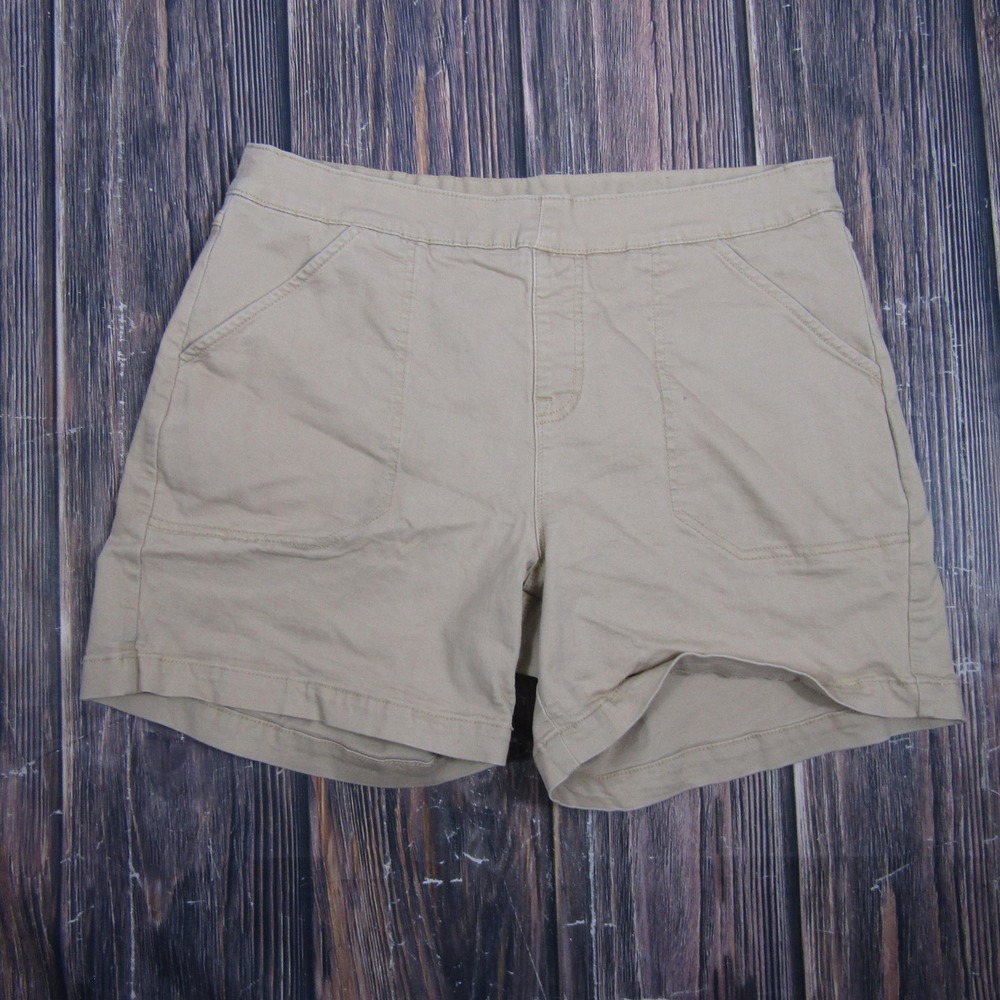 Nautica Jeans Mens L Beige Chino Shorts Elastic Waist Stretch Pockets Casual